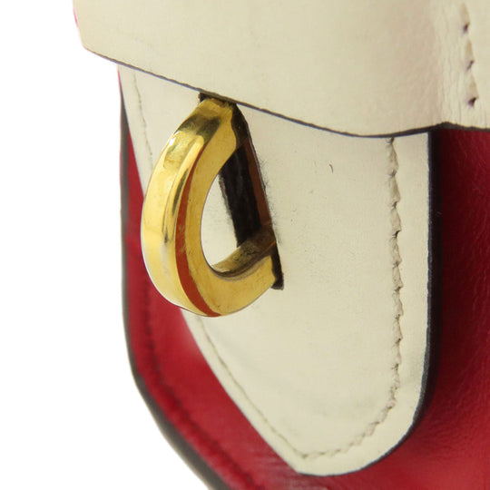 PRADA Shoulder Bag leather Red Lip mark Women Used Authentic