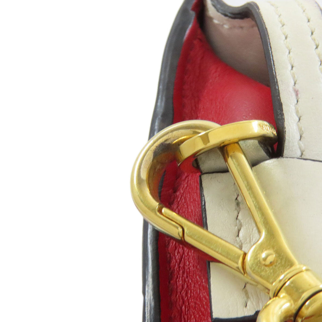 PRADA Shoulder Bag leather Red Lip mark Women Used Authentic