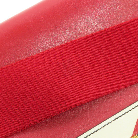 PRADA Shoulder Bag leather Red Lip mark Women Used Authentic