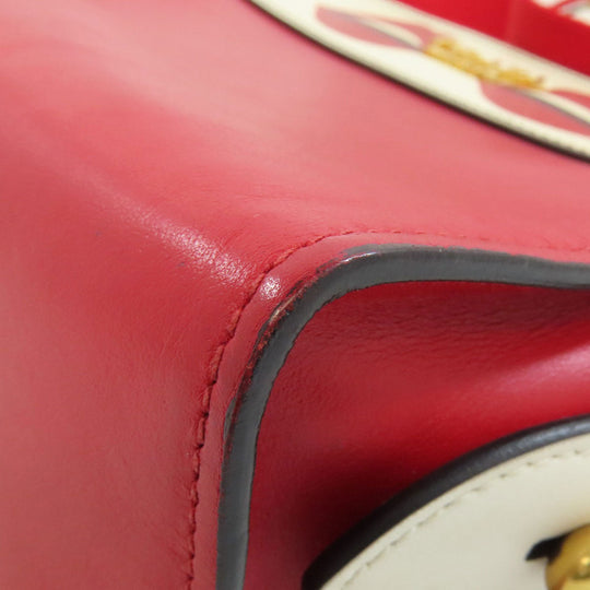 PRADA Shoulder Bag leather Red Lip mark Women Used Authentic