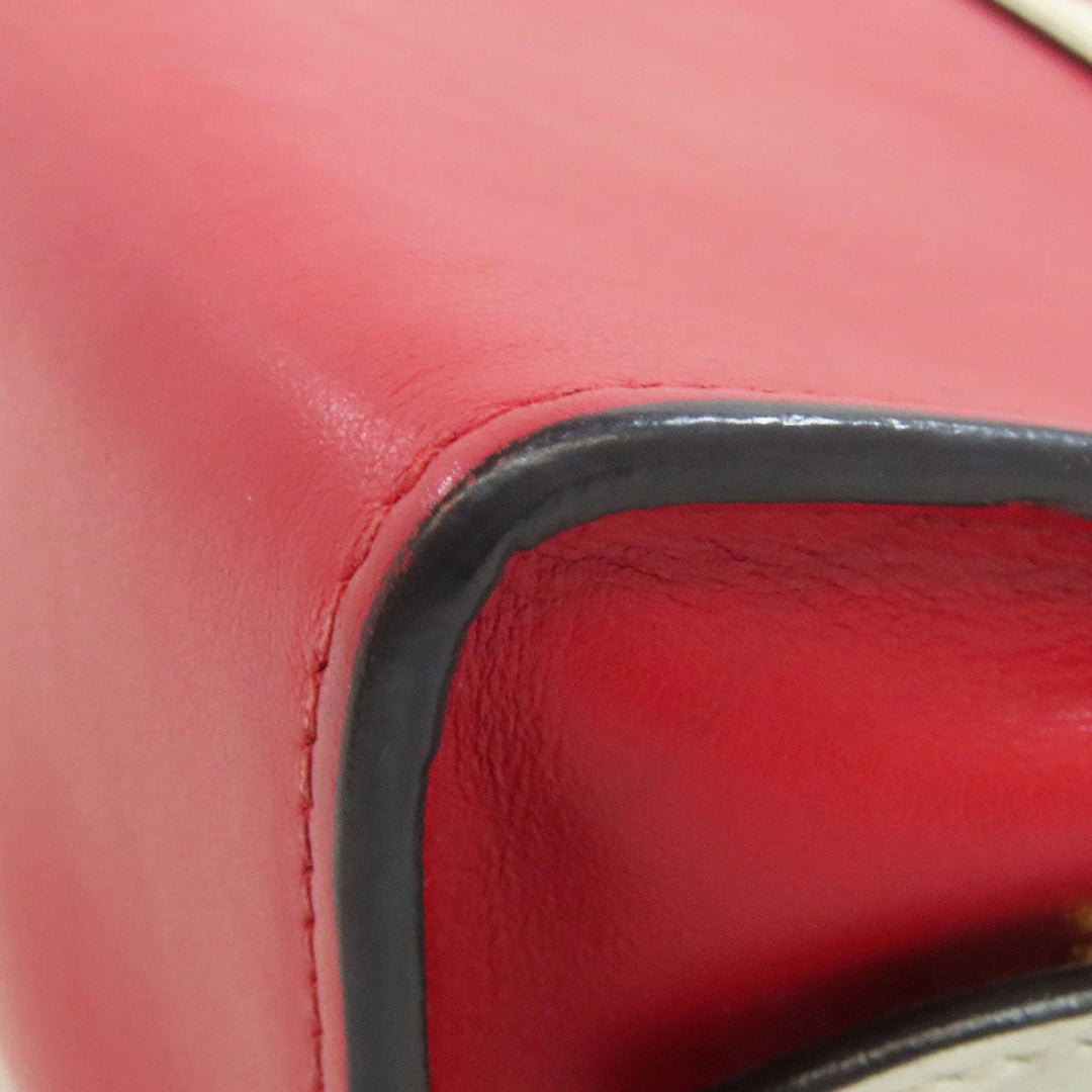 PRADA Shoulder Bag leather Red Lip mark Women Used Authentic