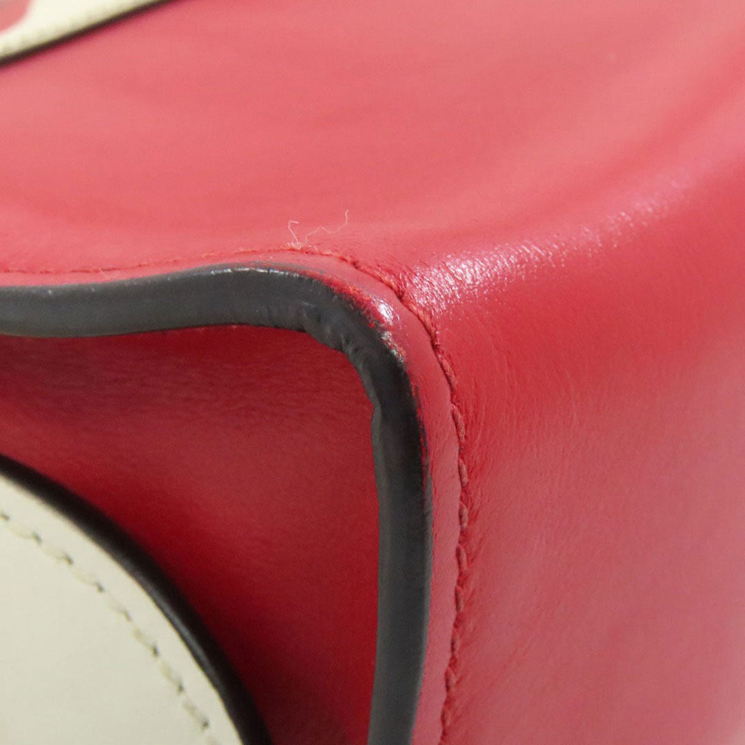 PRADA Shoulder Bag leather Red Lip mark Women Used Authentic