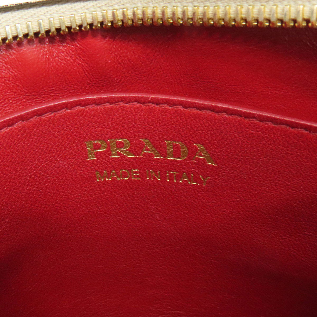 PRADA Shoulder Bag leather Red Lip mark Women Used Authentic