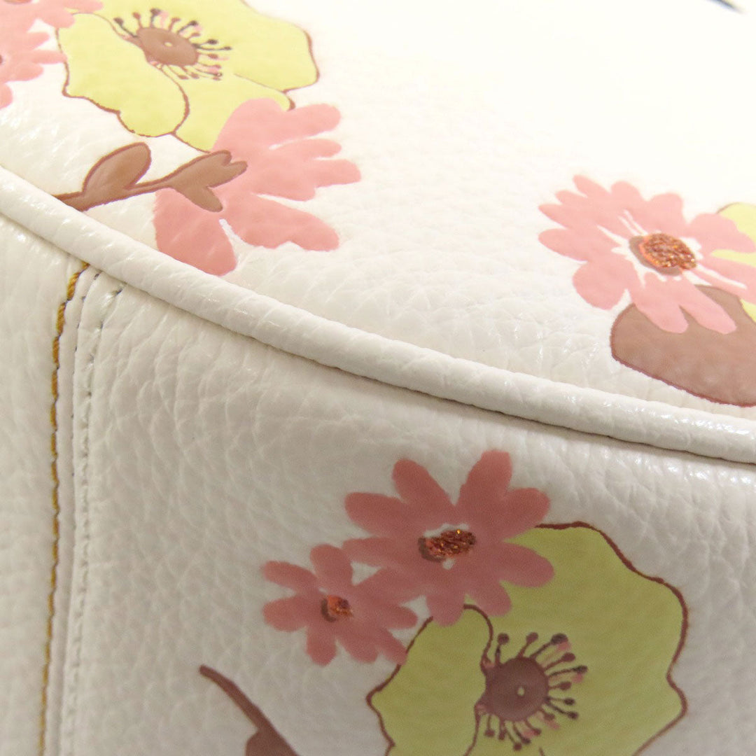 COACH Shoulder Bag CI104 leather white MAHLE HOBO FLORAL CLUSTERS PRINT 2WAY Women Used Authentic