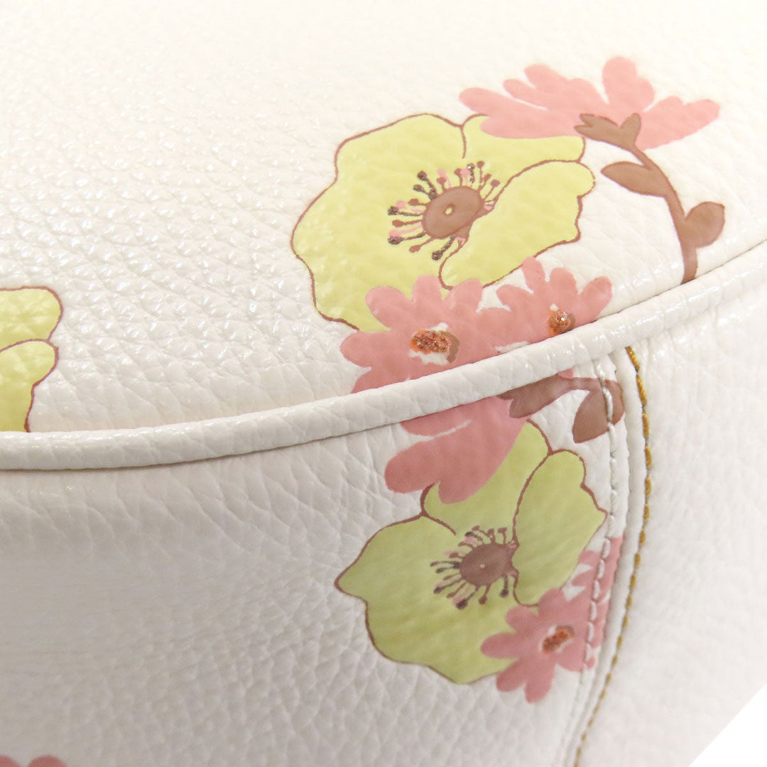 COACH Shoulder Bag CI104 leather white MAHLE HOBO FLORAL CLUSTERS PRINT 2WAY Women Used Authentic