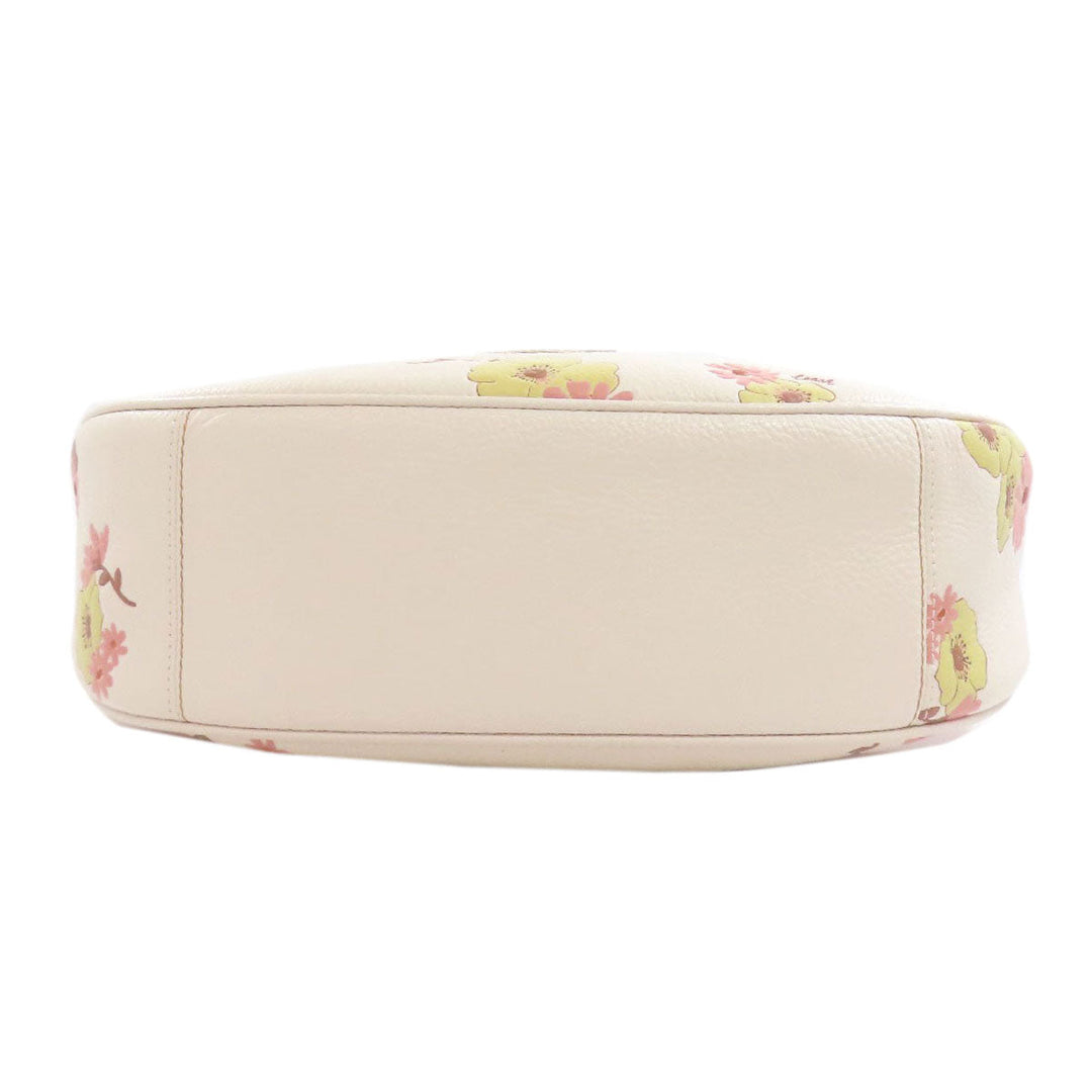 COACH Shoulder Bag CI104 leather white MAHLE HOBO FLORAL CLUSTERS PRINT 2WAY Women Used Authentic