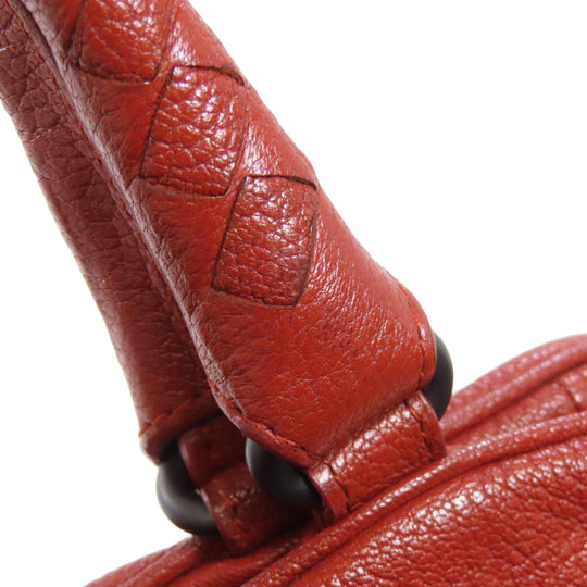 BOTTEGAVENETA Handbag leather Brown logo Women Used Authentic