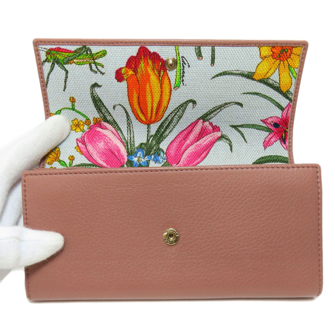 GUCCI Long Wallet Purse 376186 leather pink Swing Women Used Authentic
