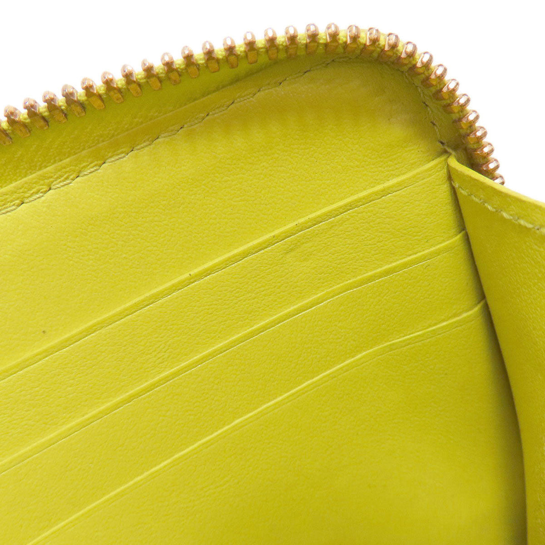 BOTTEGAVENETA Long Wallet Purse leather yellow INTRECCIATO Women Used Authentic