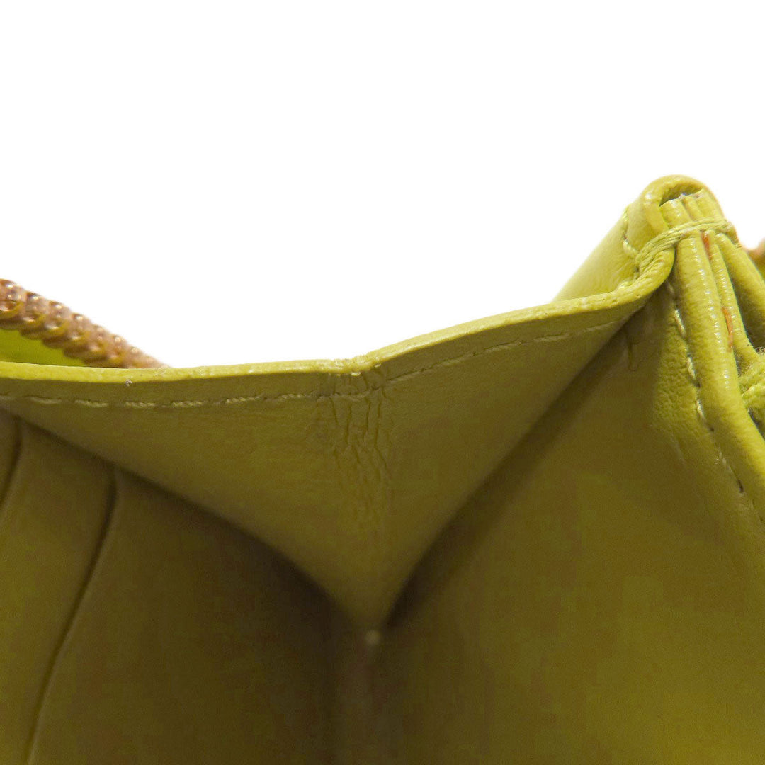 BOTTEGAVENETA Long Wallet Purse leather yellow INTRECCIATO Women Used Authentic