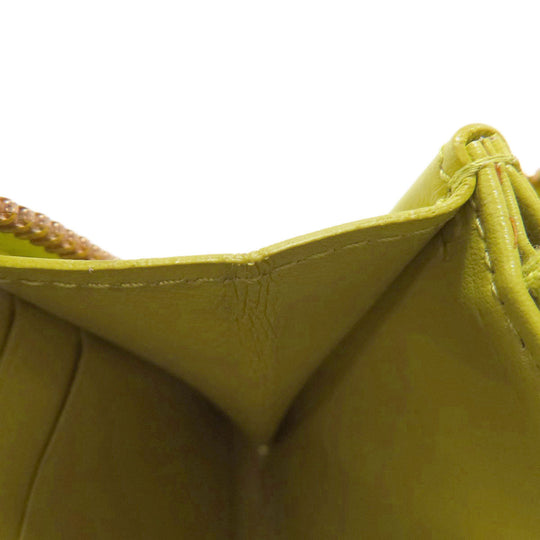BOTTEGAVENETA Long Wallet Purse leather yellow INTRECCIATO Women Used Authentic