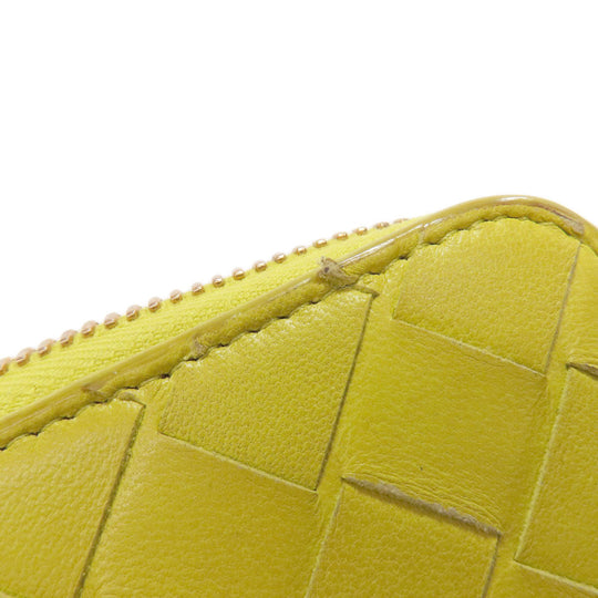 BOTTEGAVENETA Long Wallet Purse leather yellow INTRECCIATO Women Used Authentic
