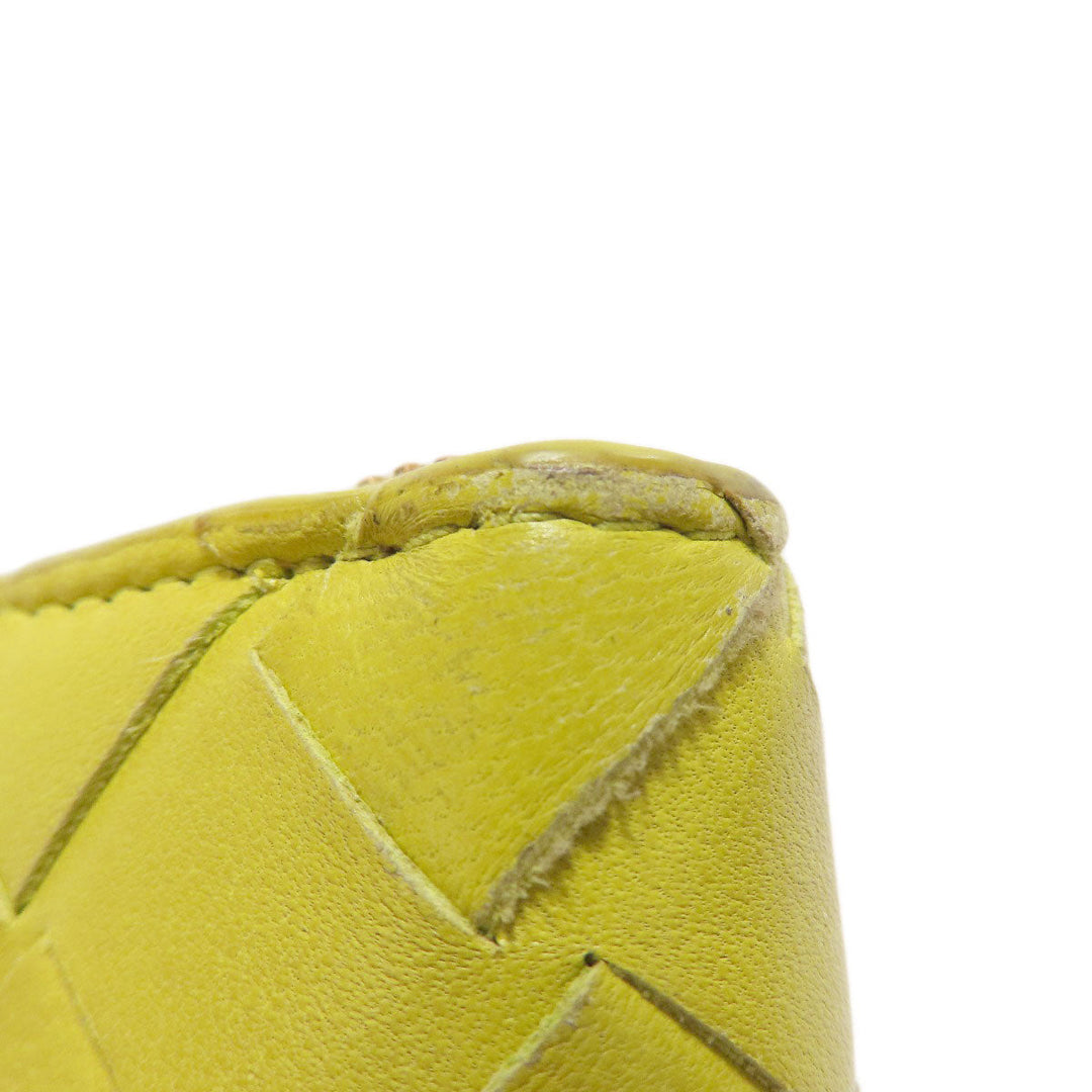 BOTTEGAVENETA Long Wallet Purse leather yellow INTRECCIATO Women Used Authentic