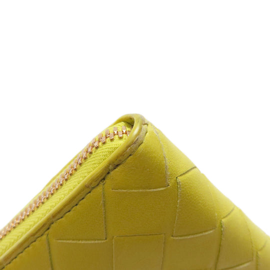 BOTTEGAVENETA Long Wallet Purse leather yellow INTRECCIATO Women Used Authentic