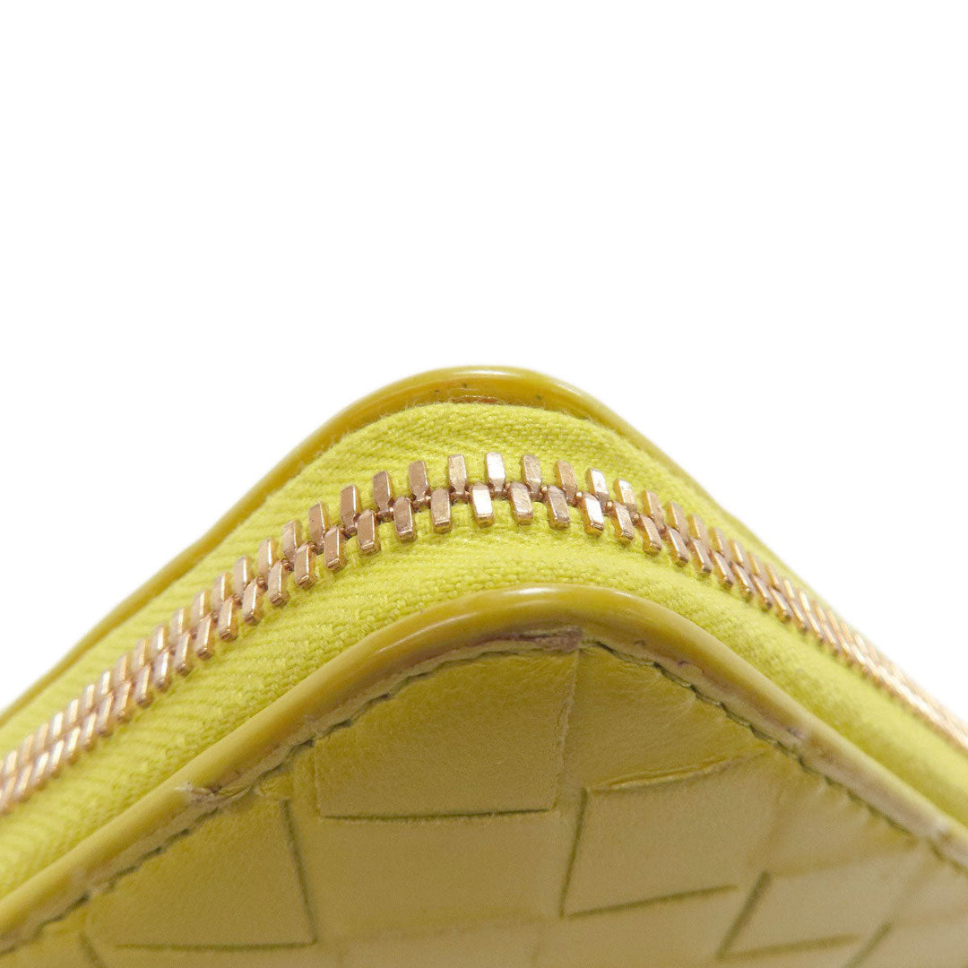 BOTTEGAVENETA Long Wallet Purse leather yellow INTRECCIATO Women Used Authentic