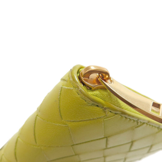 BOTTEGAVENETA Long Wallet Purse leather yellow INTRECCIATO Women Used Authentic
