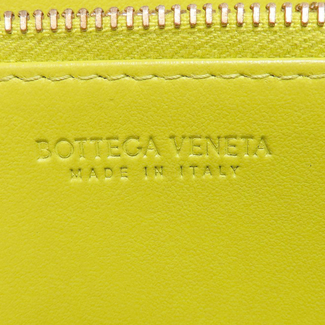 BOTTEGAVENETA Long Wallet Purse leather yellow INTRECCIATO Women Used Authentic