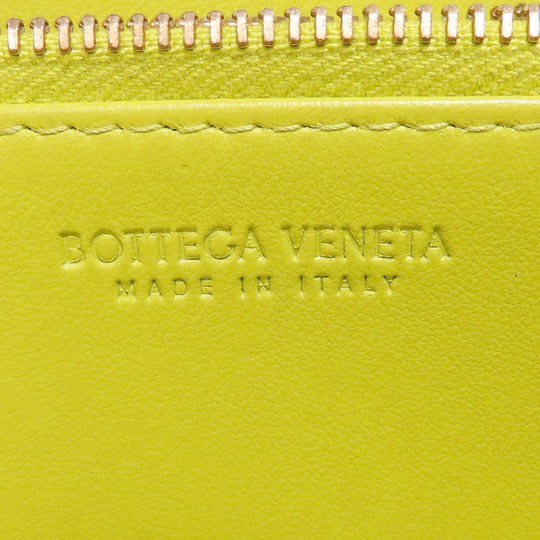 BOTTEGAVENETA Long Wallet Purse leather yellow INTRECCIATO Women Used Authentic