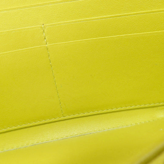 BOTTEGAVENETA Long Wallet Purse leather yellow INTRECCIATO Women Used Authentic