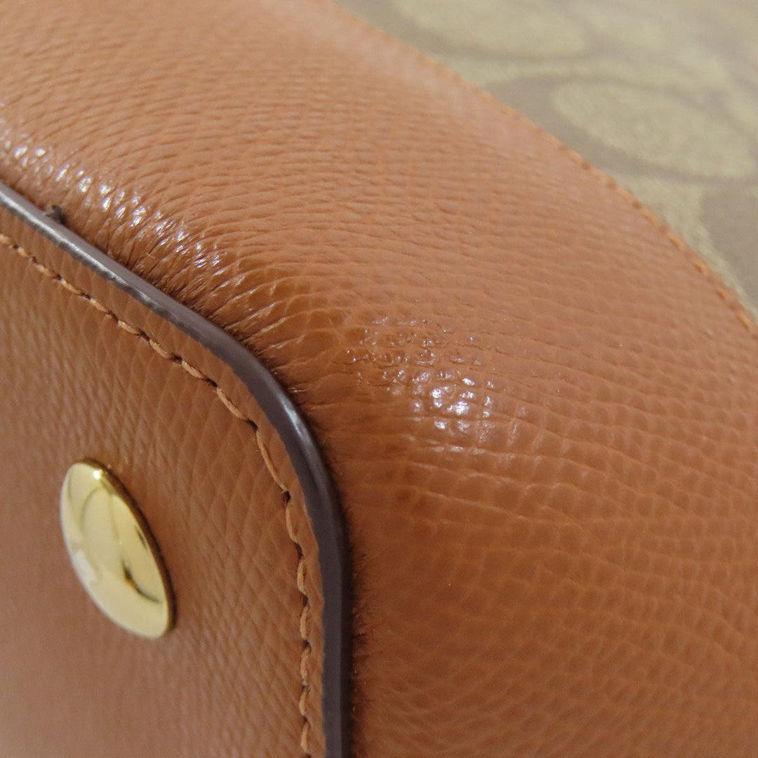COACH Handbag F37233 PVC Brown Signature 2WAY Women Used Authentic