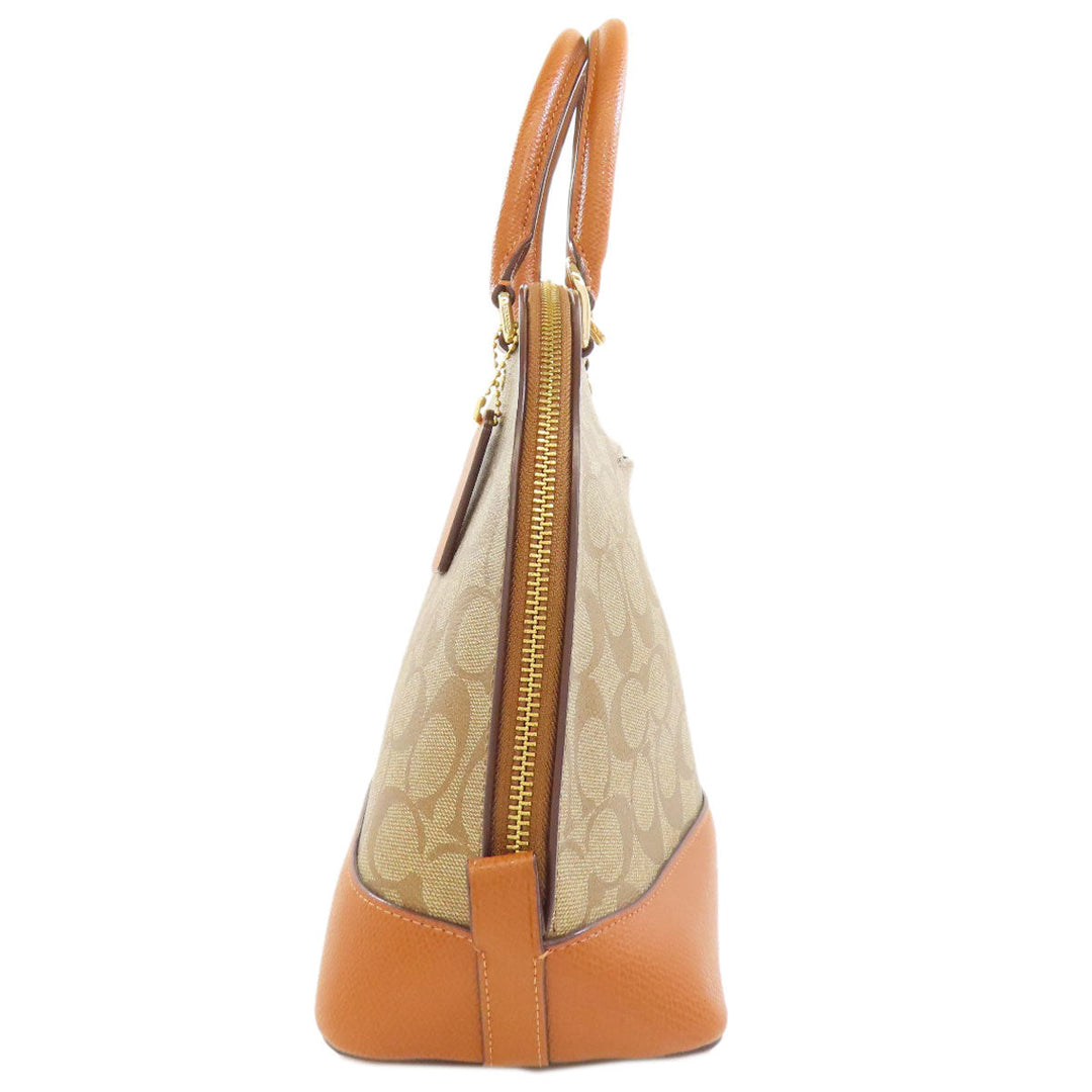 COACH Handbag F37233 PVC Brown Signature 2WAY Women Used Authentic