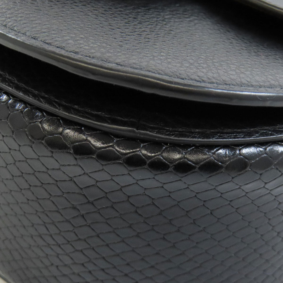 COACH Shoulder Bag CG470 leather black Morgan Saddle Women Used Authentic