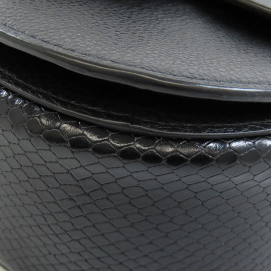 COACH Shoulder Bag CG470 leather black Morgan Saddle Women Used Authentic