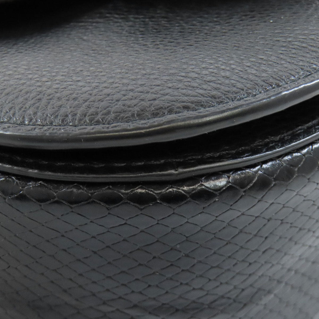 COACH Shoulder Bag CG470 leather black Morgan Saddle Women Used Authentic