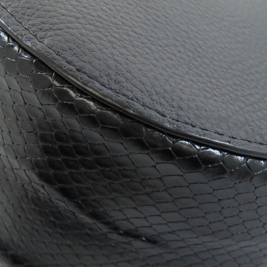 COACH Shoulder Bag CG470 leather black Morgan Saddle Women Used Authentic