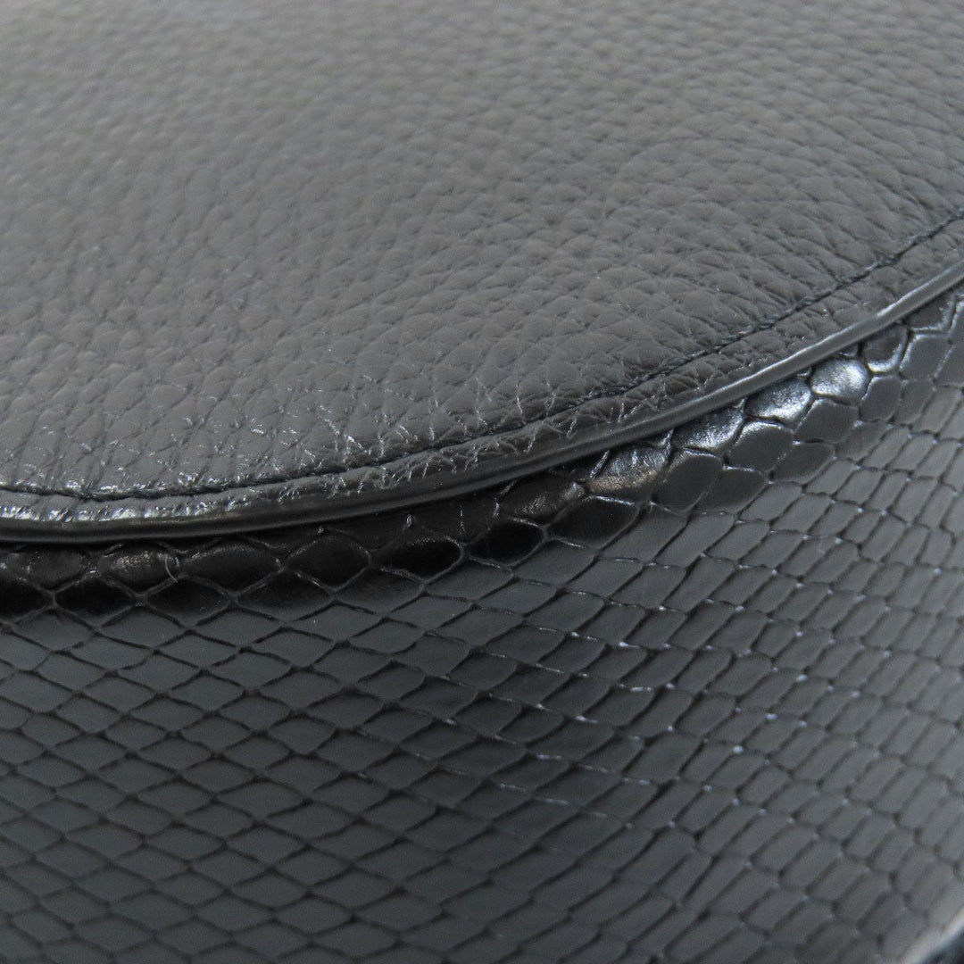 COACH Shoulder Bag CG470 leather black Morgan Saddle Women Used Authentic