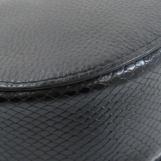 COACH Shoulder Bag CG470 leather black Morgan Saddle Women Used Authentic