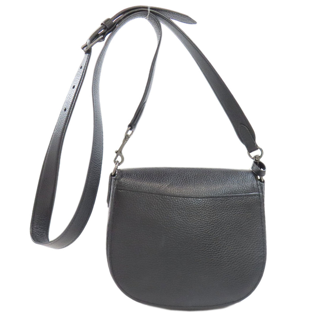 COACH Shoulder Bag CG470 leather black Morgan Saddle Women Used Authentic