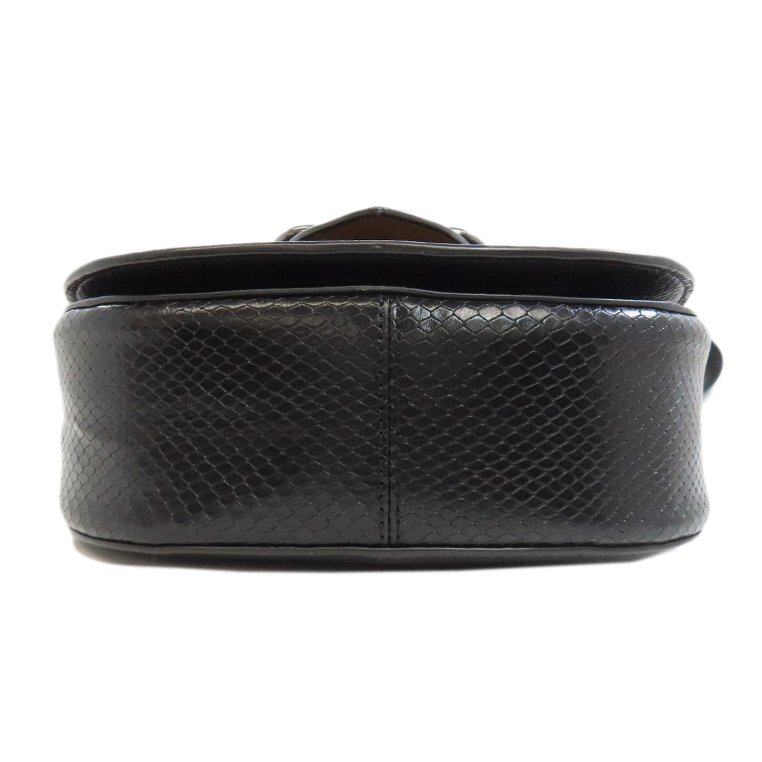 COACH Shoulder Bag CG470 leather black Morgan Saddle Women Used Authentic