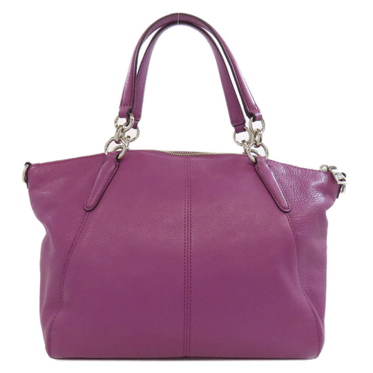 COACH Handbag F36675 leather purple 2WAY Women Used Authentic