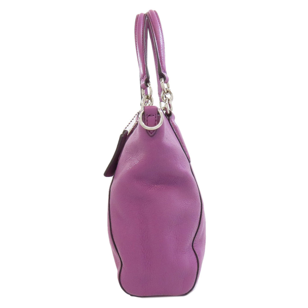COACH Handbag F36675 leather purple 2WAY Women Used Authentic