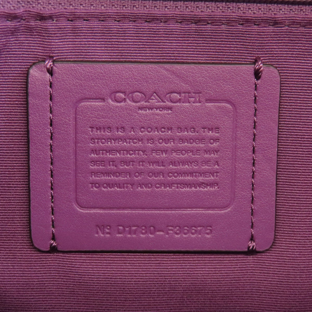 COACH Handbag F36675 leather purple 2WAY Women Used Authentic