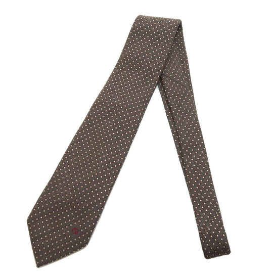 GUCCI tie wool Brown logo dot pattern