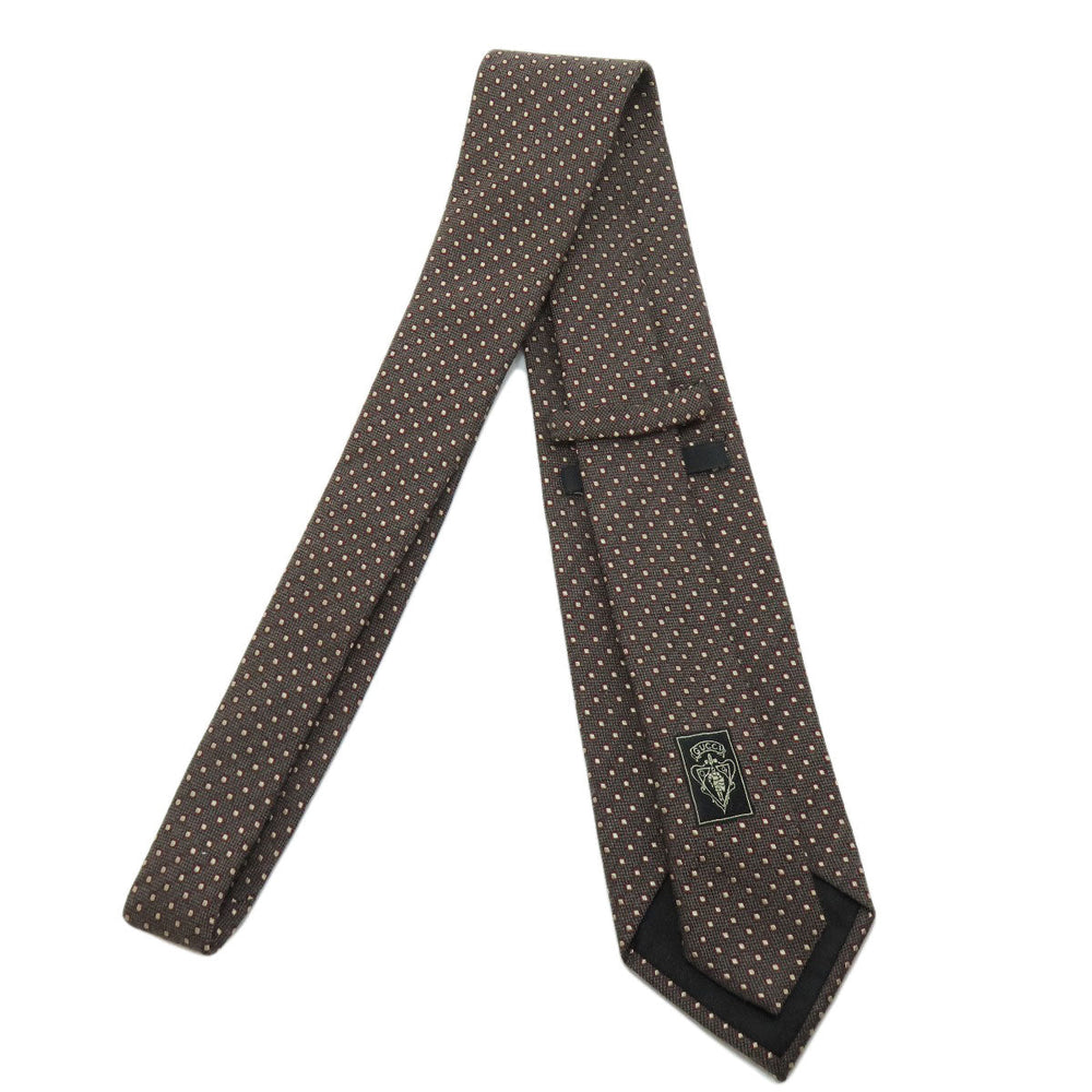 GUCCI tie wool Brown logo dot pattern