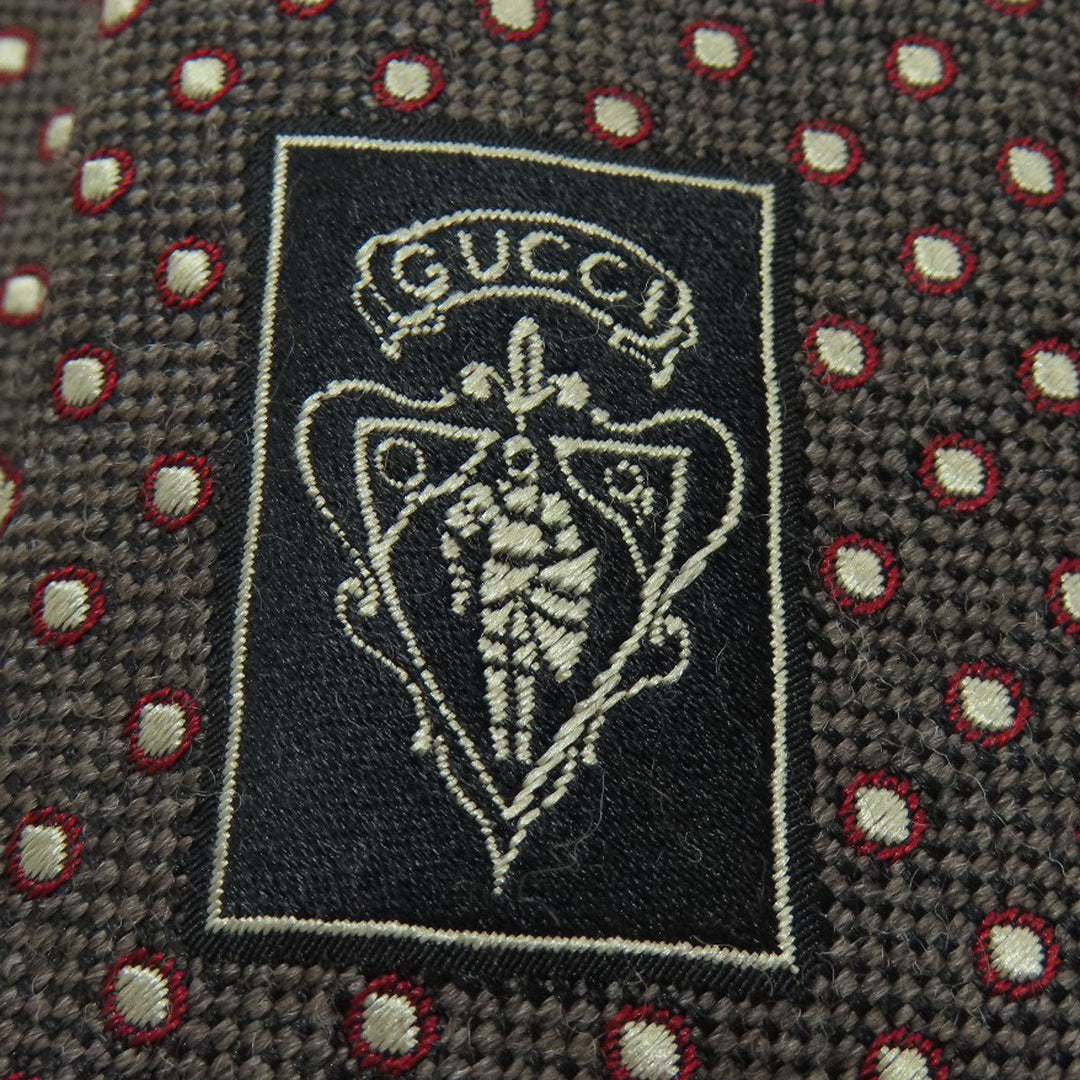 GUCCI tie wool Brown logo dot pattern