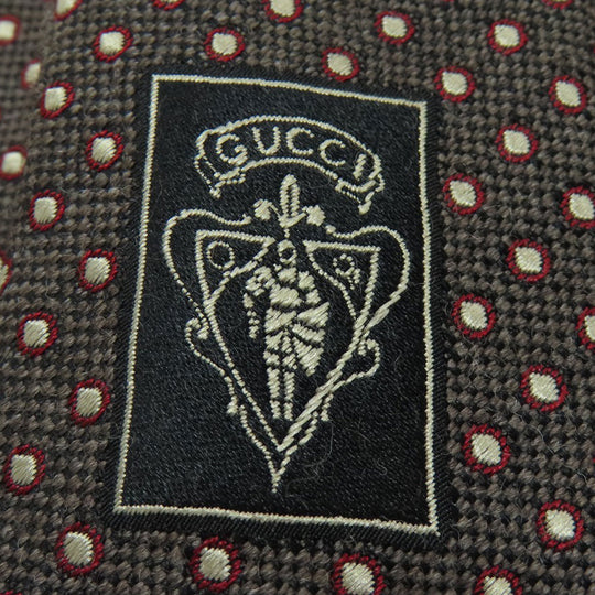 GUCCI tie wool Brown logo dot pattern