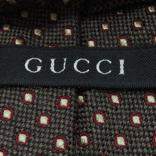 GUCCI tie wool Brown logo dot pattern