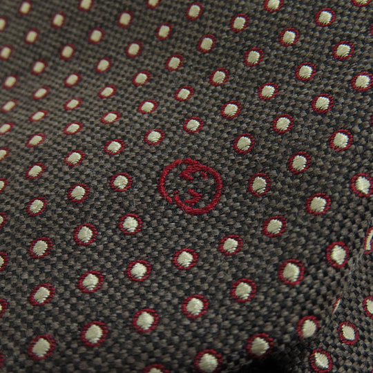 GUCCI tie wool Brown logo dot pattern