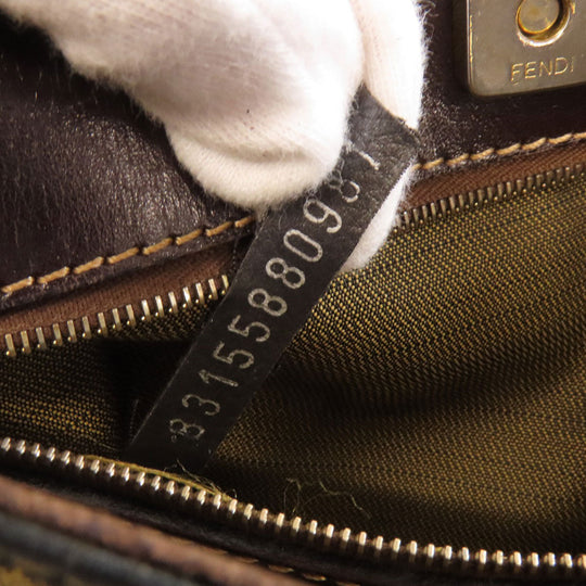 FENDI Handbag canvas Brown Zucca Pattern Women Used Authentic
