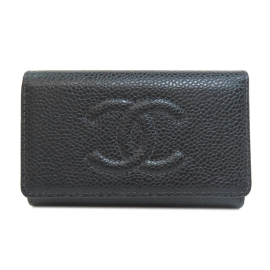 CHANEL Key case Key holder  Grained Calfskin Skin black COCO Mark Gold Metal Women Used Authentic
