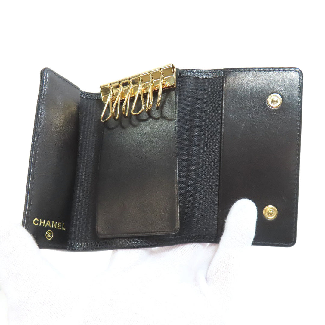 CHANEL Key case Key holder  Grained Calfskin Skin black COCO Mark Gold Metal Women Used Authentic