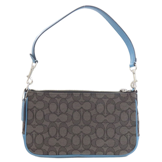 COACH Shoulder Bag C8306 canvas gray Ronnie Signature 2WAY Women Used Authentic