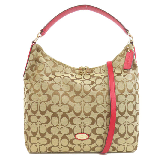 COACH Shoulder Bag F36377 canvas Brown one belt signature 2WAY Women Used Authentic