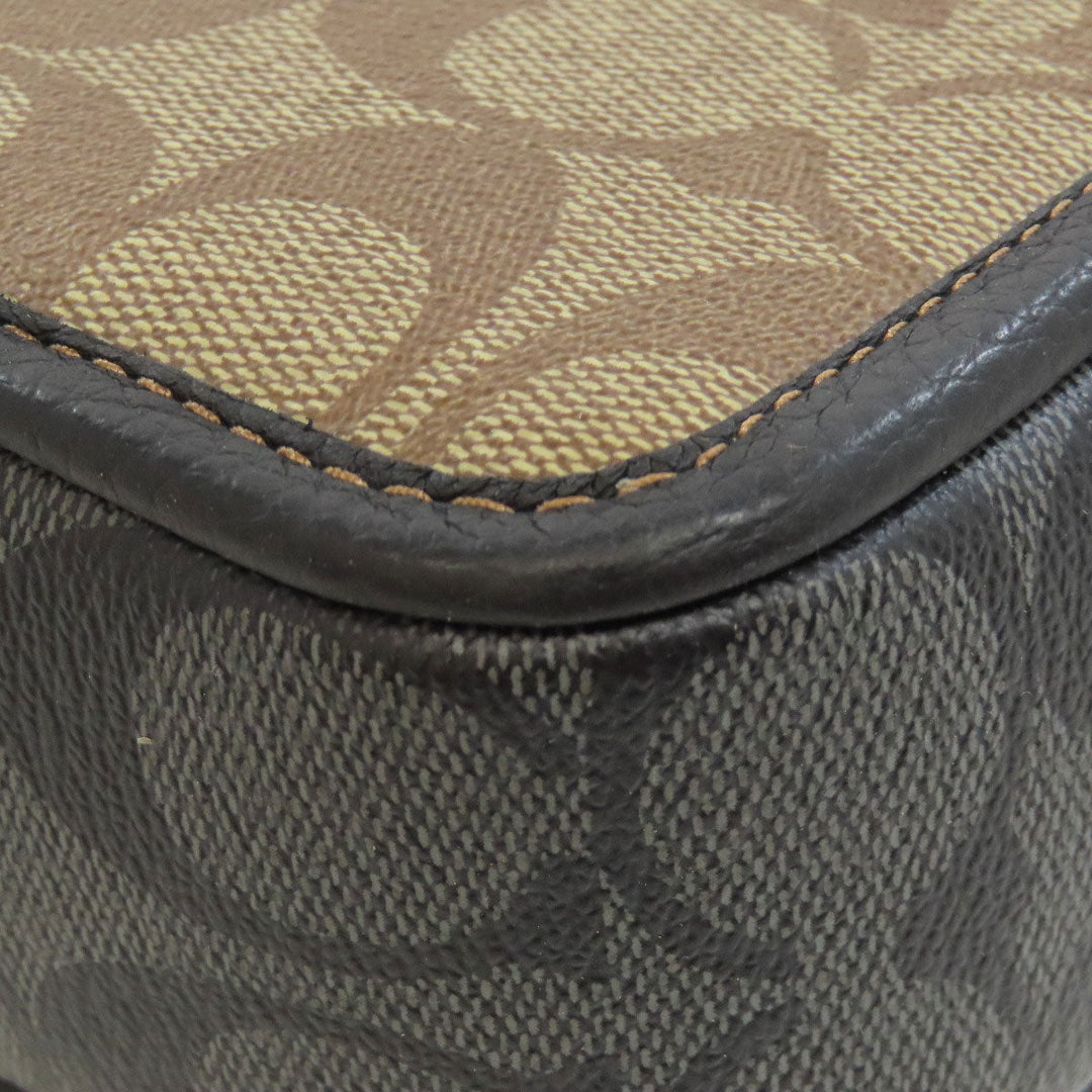 COACH Shoulder Bag CC090 PVC Brown Sullivan Crossbody Women Used Authentic