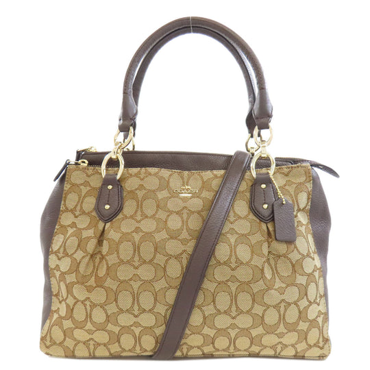 COACH Handbag F36200 canvas Brown Signature 2WAY Women Used Authentic