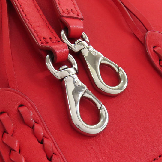 POLO RALPH LAUREN Handbag leather Red 2WAY Women Used Authentic